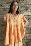 Tasha Cushion Cotton Cap Sleeve Tier Top Soft Apricot